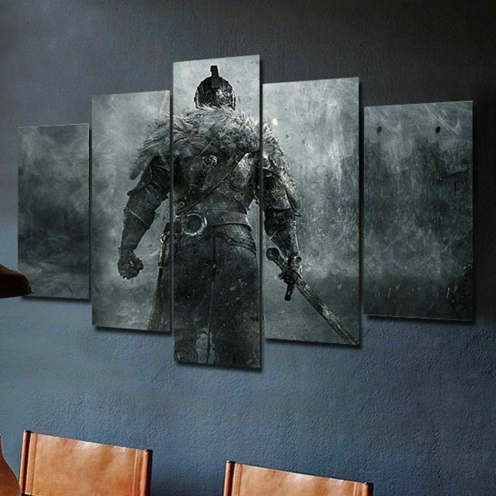 No Framed 5 Pieces Medieval Knight Warrior Armor Wall Art Canvas HD ...
