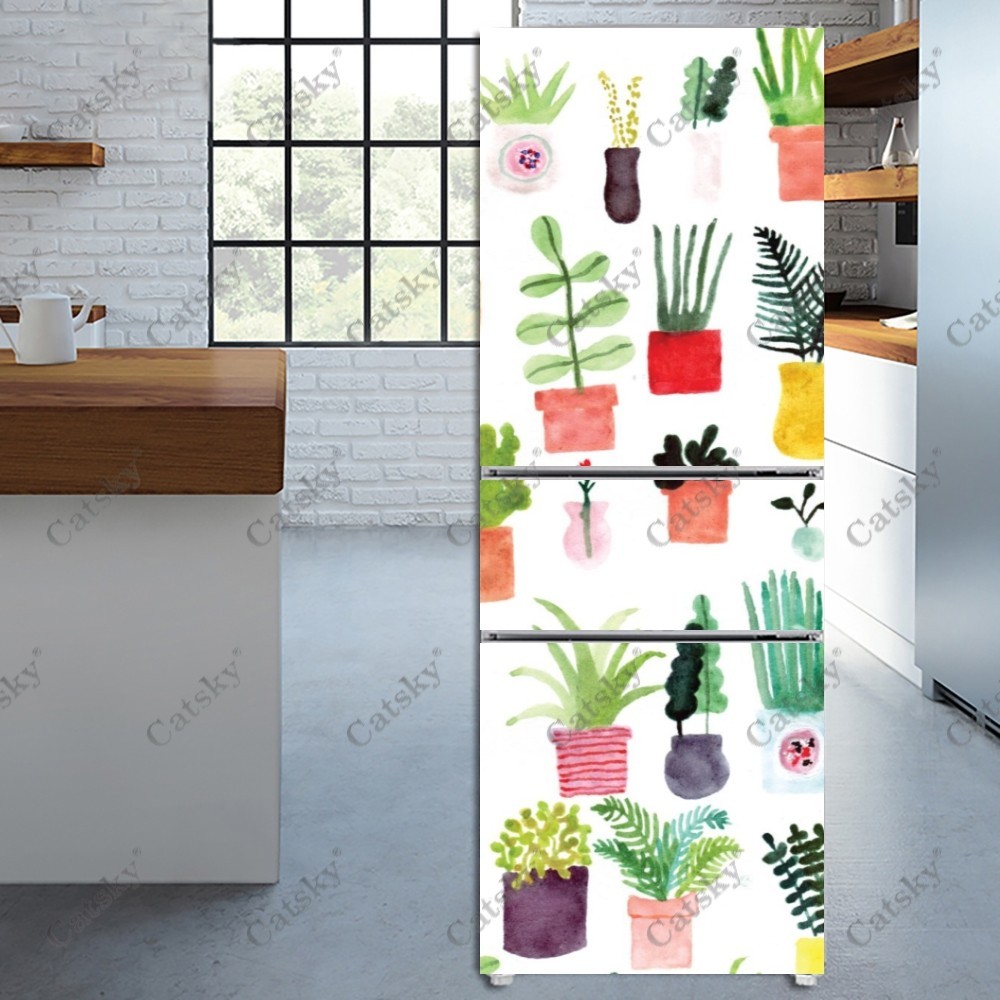 Plant 1 Print Stickers Door Cover Refrigerator Wallpaper Adhesive ...
