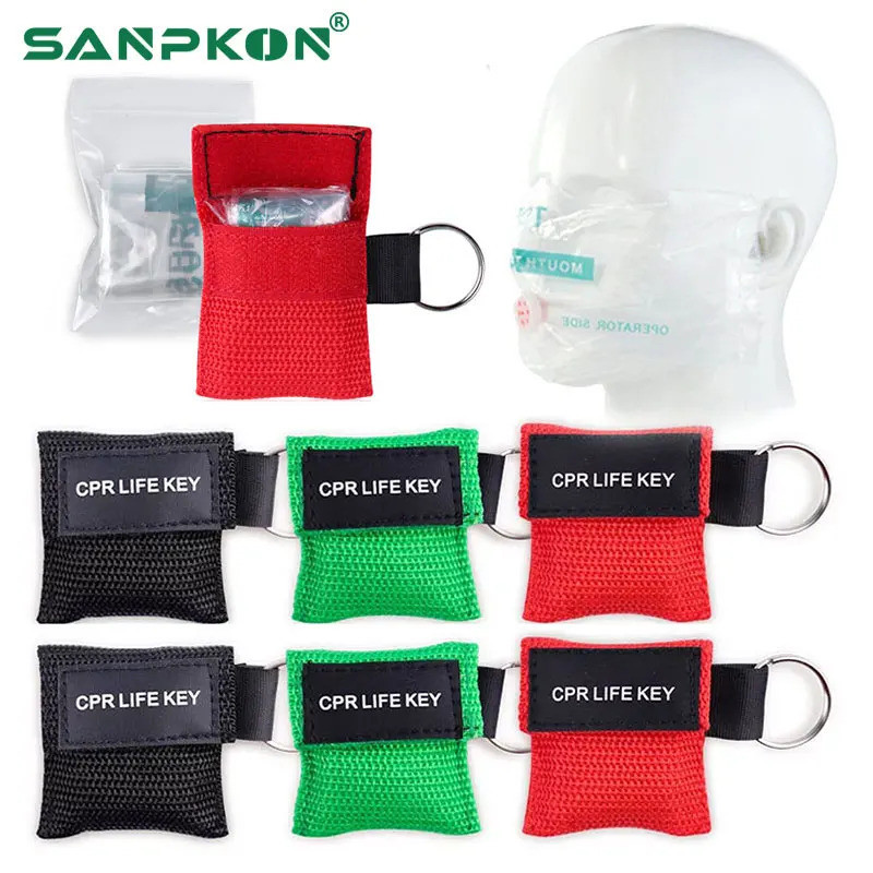 First Aid Face Mask Shield Disposable CPR Resuscitator Mask Breathing ...