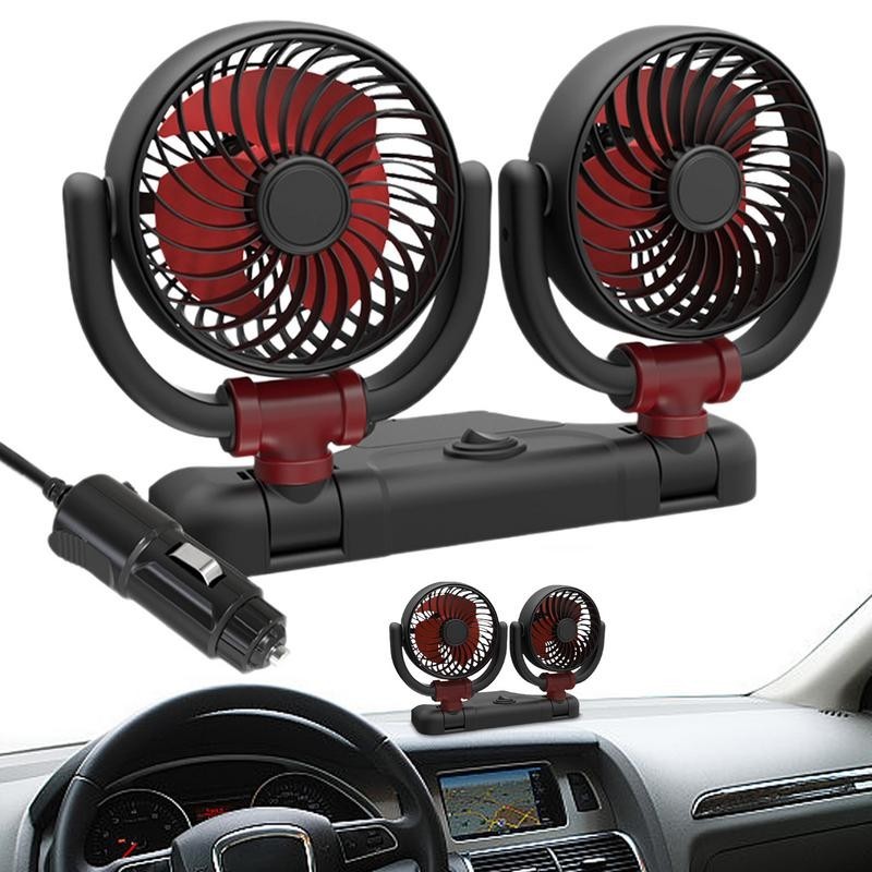 Dual Head Car Fan Dashboard Car Fan Dual Head 360 Degree Rotate Cooling ...