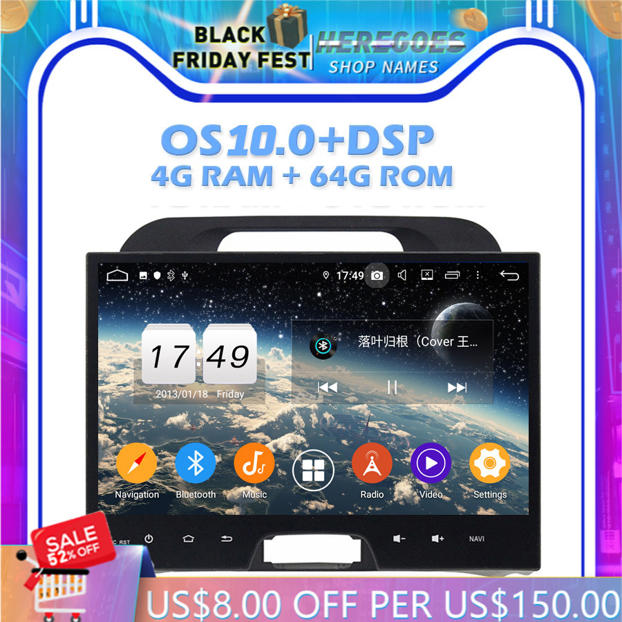 IPS DSP Android 10.0 +4GB + 64GB ROM+8Core Car DVD Player Wifi 4G ...