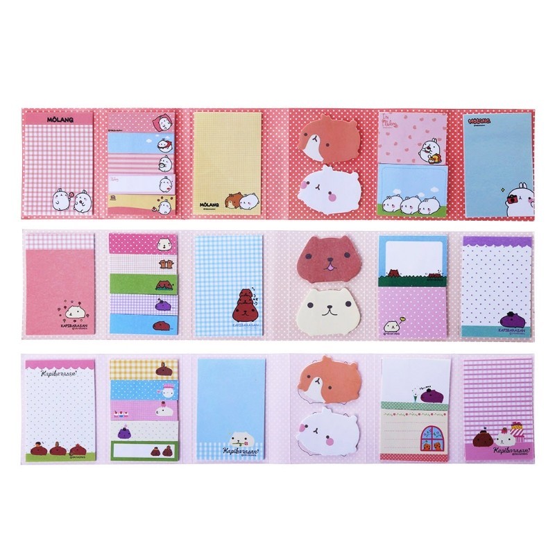 Cartoon Animals 6 Folding Memo Pad Sticky Notes Bookmark Stationery ...