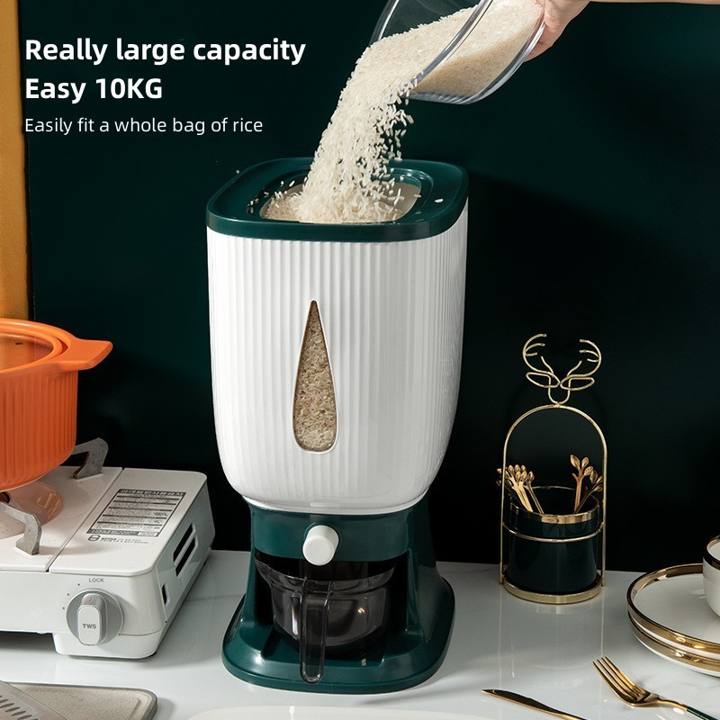 10Kg Rice Storage Box Sealed Rice Dispenser Large Capacity Grain ...