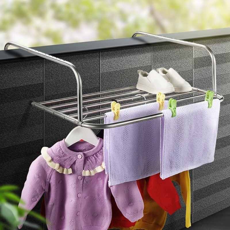 Stainless Steel Folding Drying Rack Foldable Clothes Organization Shel ...