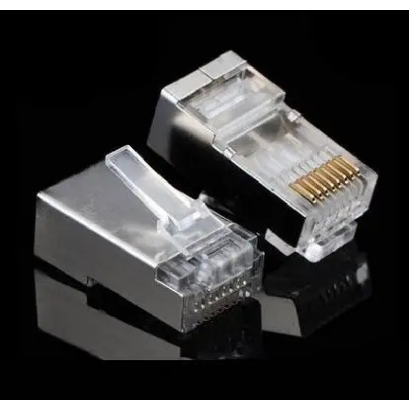 100PCS/LOT Metal Shield RJ45 RJ-45 8P8C Network CAT5 CAT5E CAT6 CAT6A ...