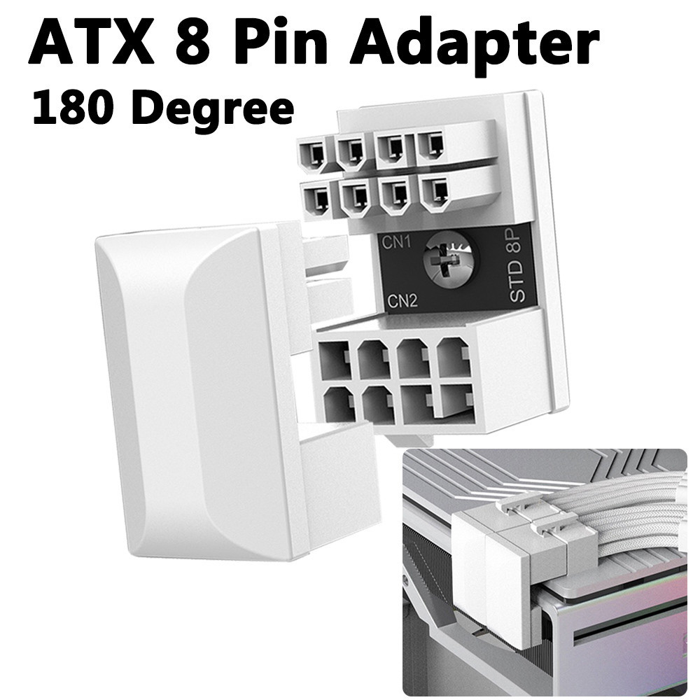 ATX 8 Pin Female to Male 180 Degree Angled Turning Connector Power ...