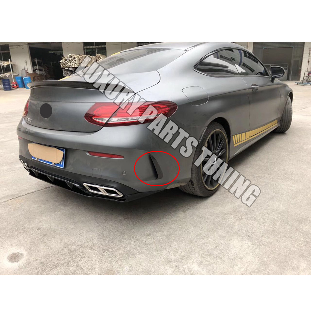 W205 Carbon Fiber Rear Bumper Side Canards Splitter Apron for Benz W205 ...