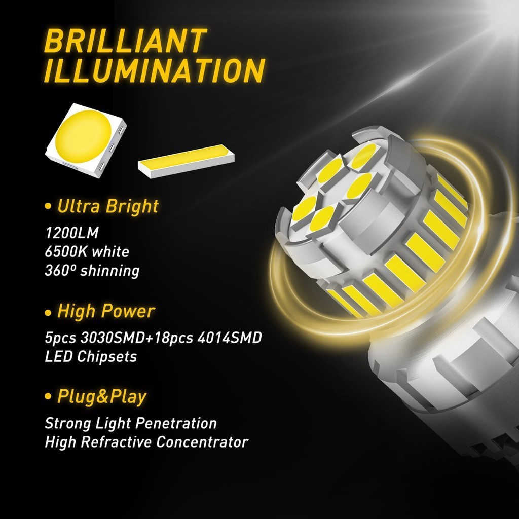 7443 LED Bulb Brake Turn Signal Lights 6500K Super Bright Tail Lamp V8 ...