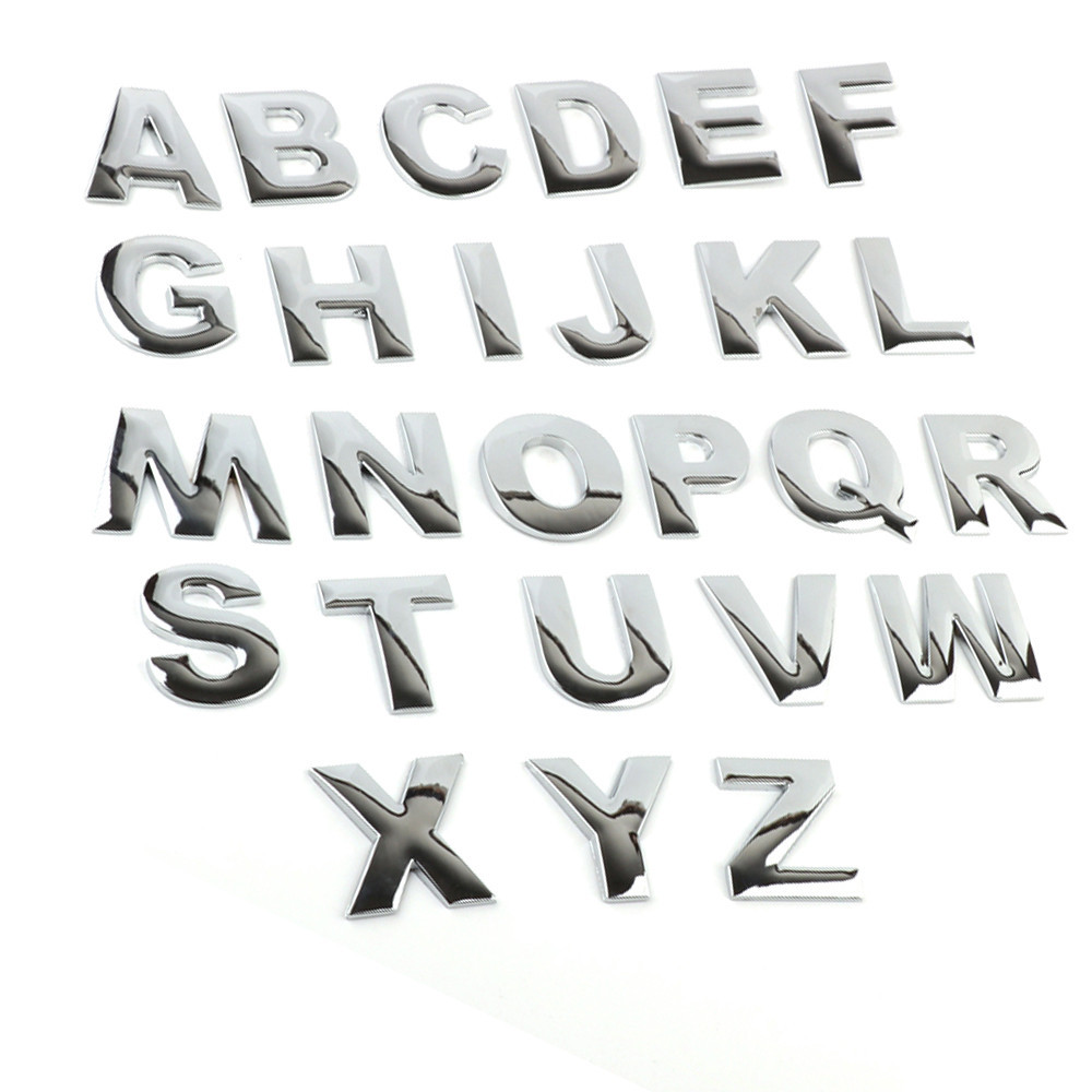 45mm Height Alphabet 3D Solid Metal Badge Car Sticker Letters Numbers ...