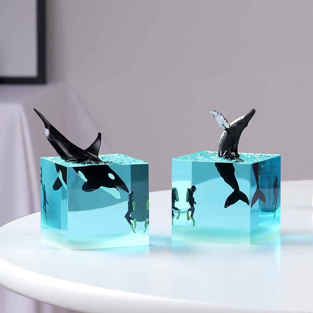 Marine Whale Cube Ornament with Light Decorative Marine Whale Decor ...