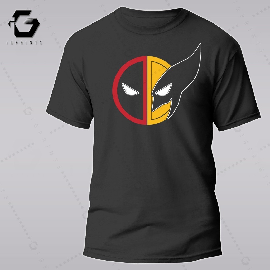 iGPrints Deadpool Wolverine Shirt Mash Up Superheroes TShirt Head Logan Wade Dead Pool T Shirt Black Shopee Philippines