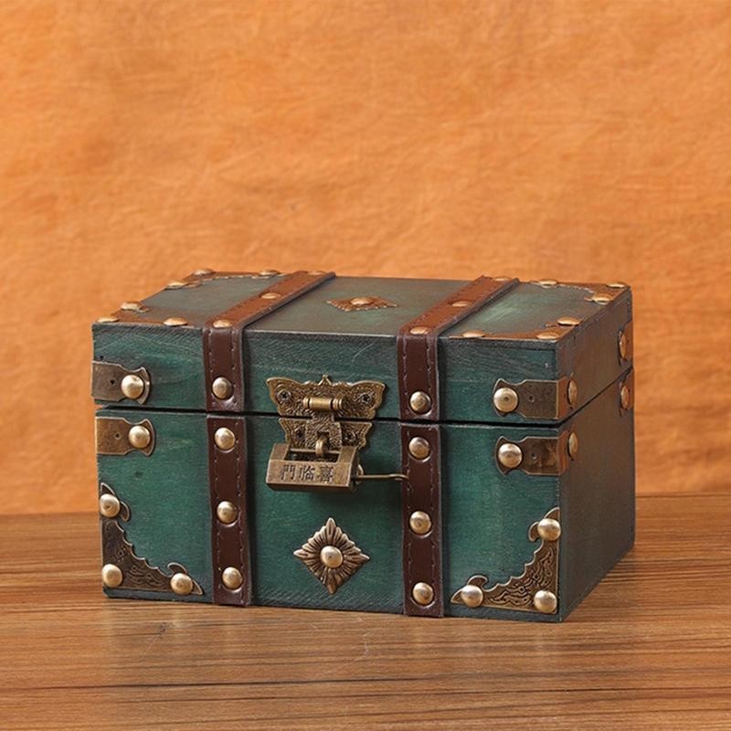 Retro Treasure Chests With Lock Vintage Wooden Storage Box Antique ...