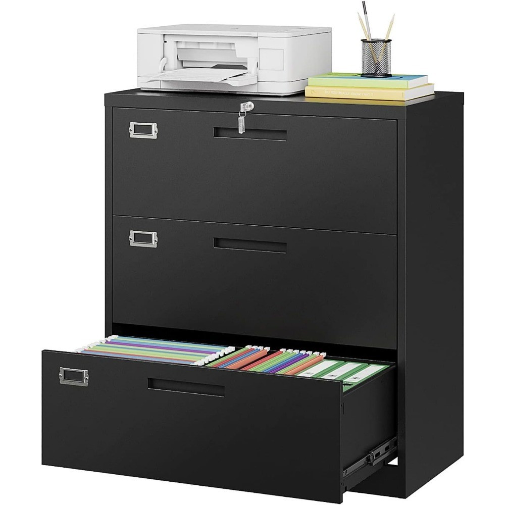 Lateral File Cabinet with Lock, 3 Drawer Lateral Filing Cabinet, Large ...