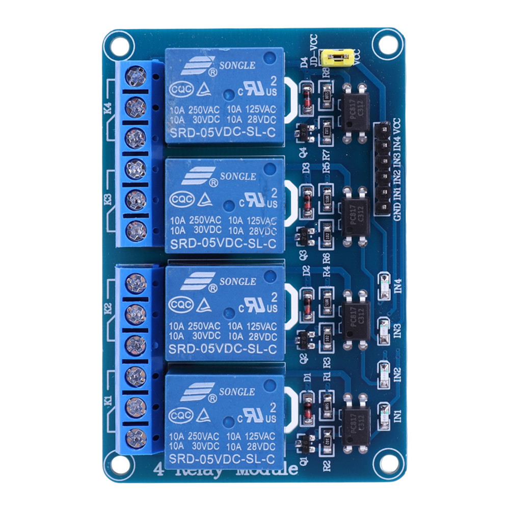 4 Way Relay Module AVR 51 PIC 5V 12V 4-Channel Relay Module with ...