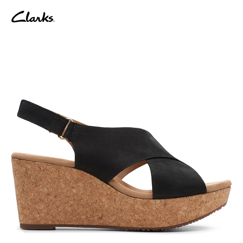 Clarks Women s Annadel Eirwyn Wedge Sandals Black Shopee Philippines