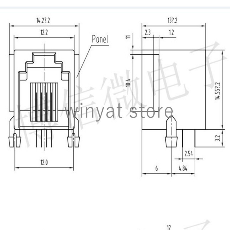 RJ11 gray 6P4C // RJ11 socket four-core telephone socket RJ11-90 ...