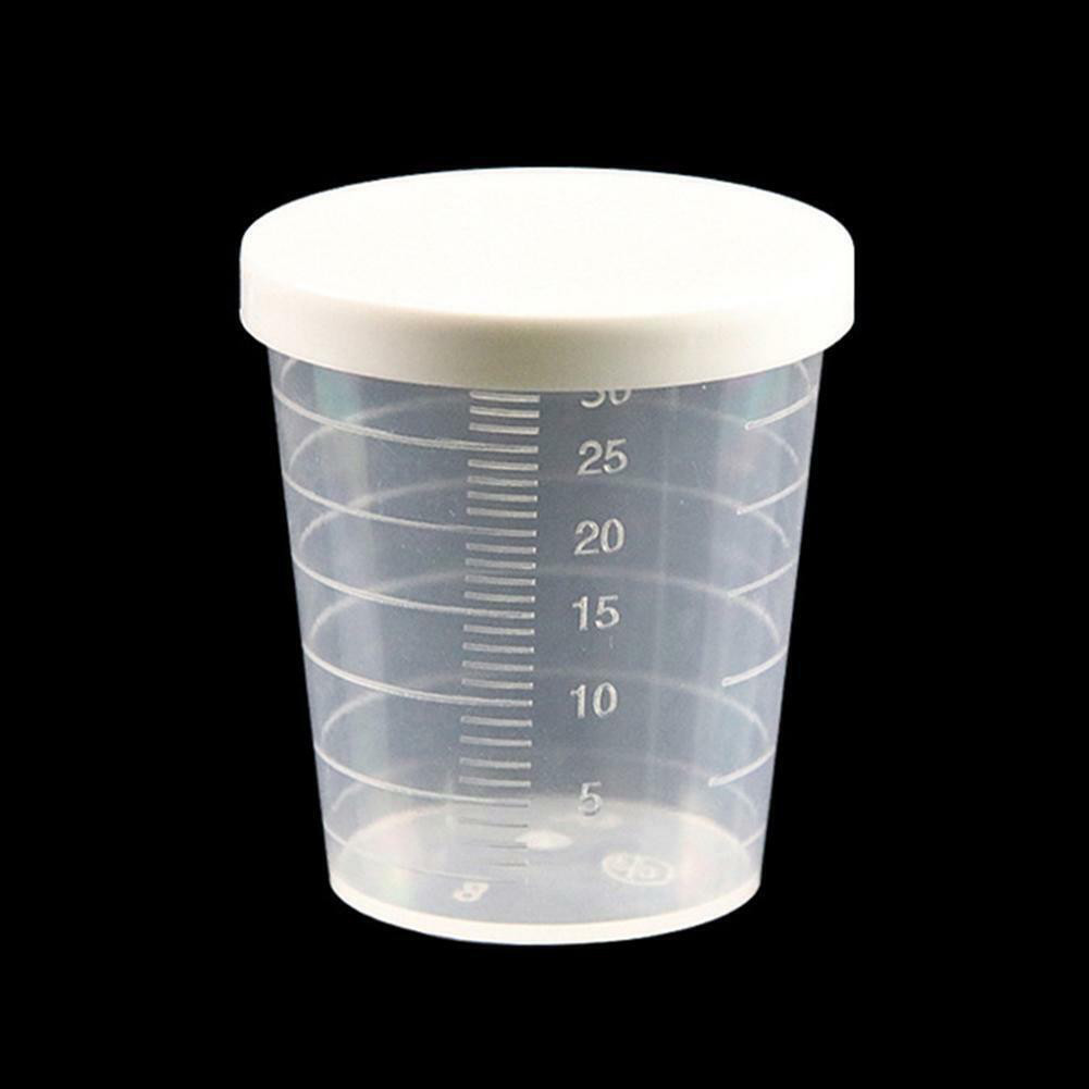 10PCS Plastic Medicine Measuring Cups With Lids Clear Reusable ...