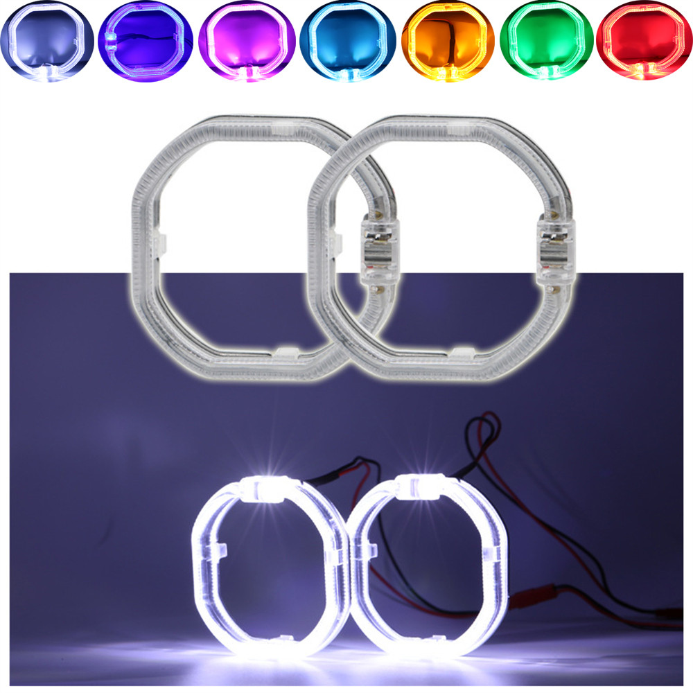 76MM RGB APP Control LED Angel Eyes Square Guide Halo Ring With Acrylic ...
