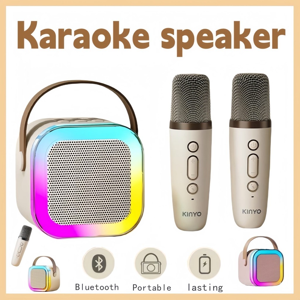 mini bluetooth wireless karaoke speaker with RGB microphone 3D stereo ...