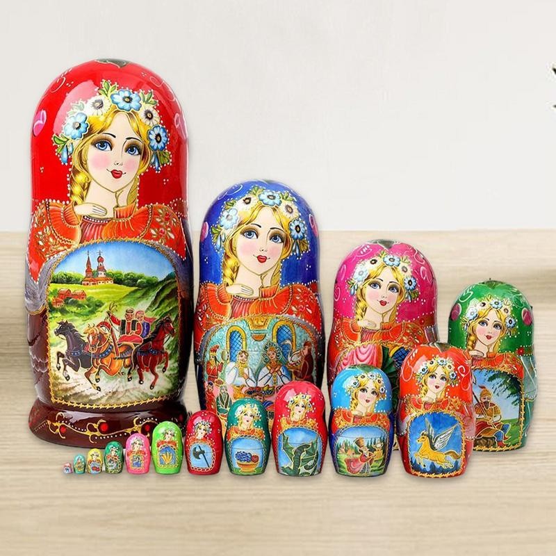 Matryoshka Toy Stackable Figurine Birthday Gift Nesting Stacking Wooden ...