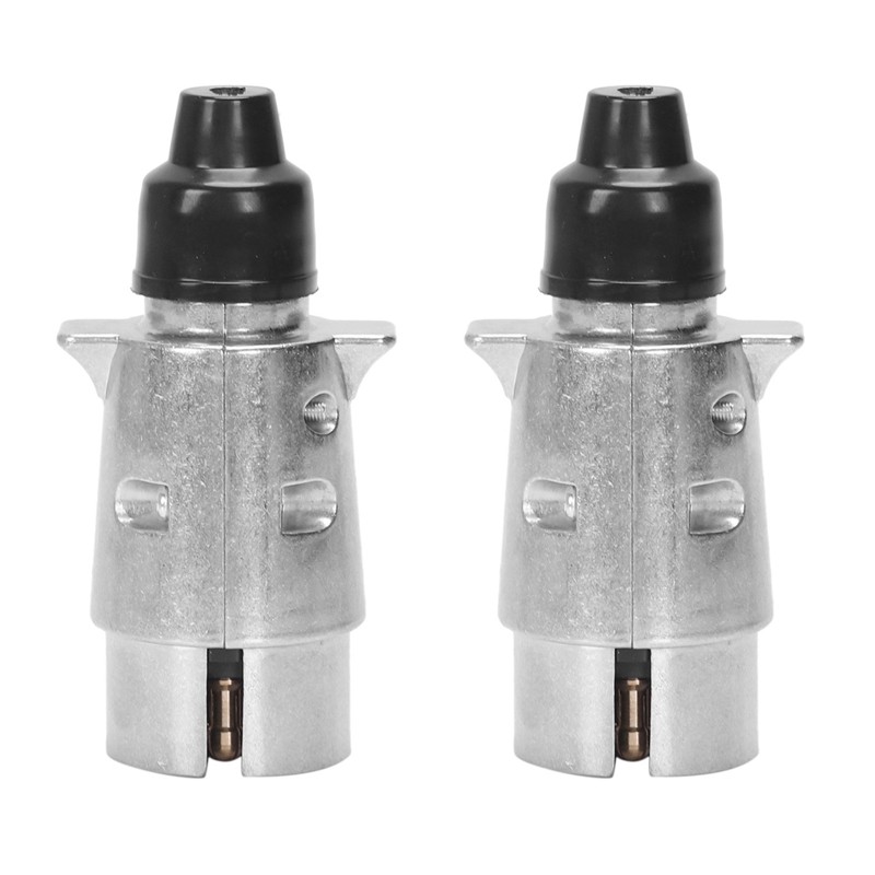 ♦2X 7-Pin Trailer Plug Heavy Duty Round Pin 7-Pole Wiring Connector 12V