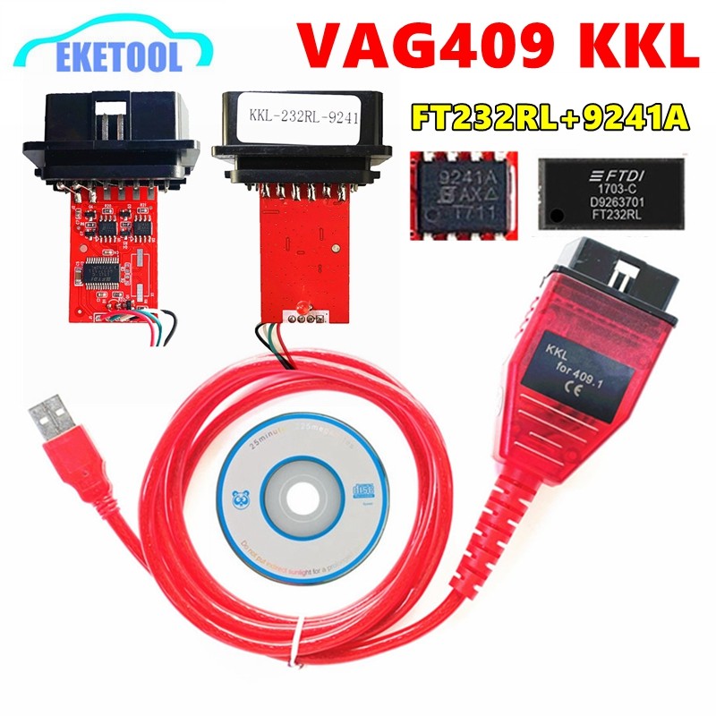 유VAG 409 New Red PCB Board 9241A Chip VAG KKL FTDI FT232RL For VAG KKL ...