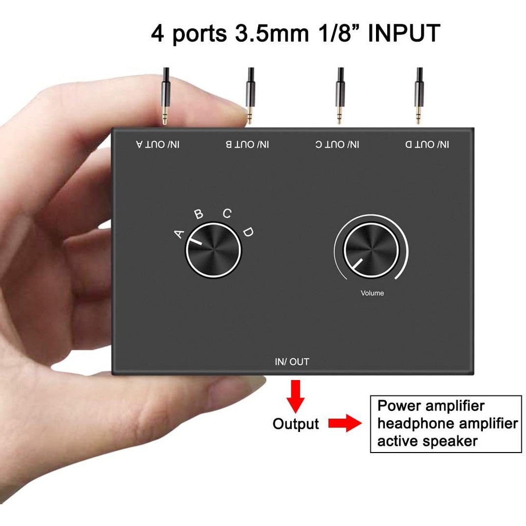 4 Way 3.5mm Jack Audio Switcher Stereo Bi-Directional Audio Switch ...