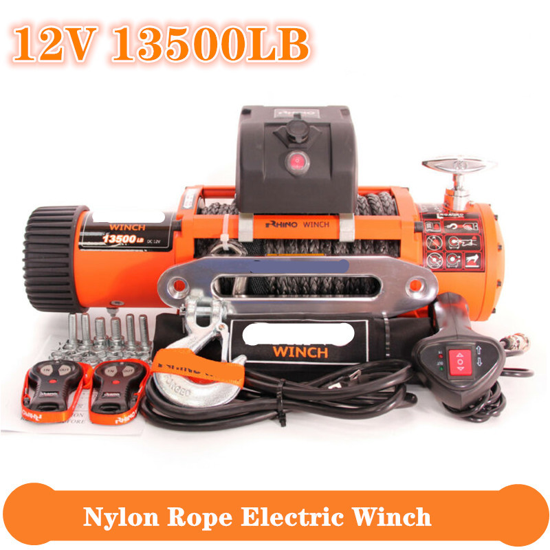 ☽12v 13500lb Electric Winch Heavy Duty ATV Trailer high tensile nylon