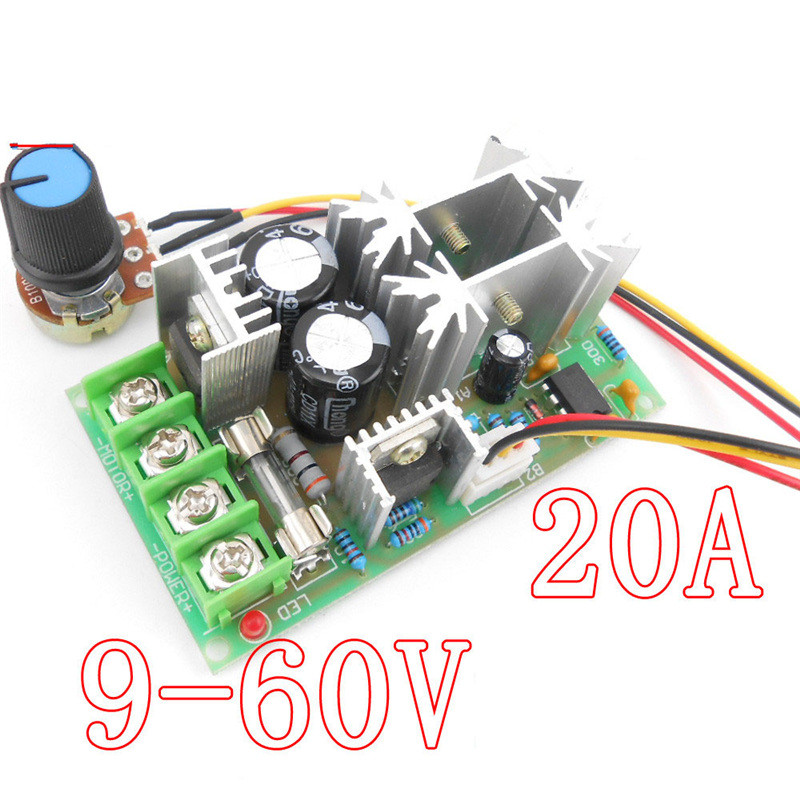 ☌DC1060V 20A 1200W PWM DC Motor Speed Governor 12V 24V 36V 48V High