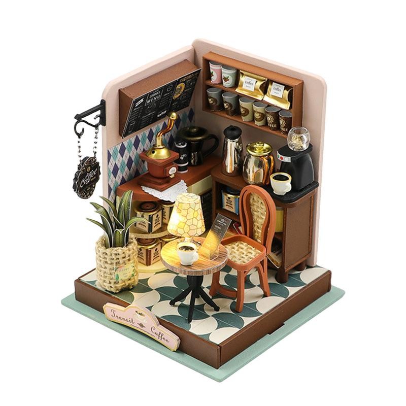 Wooden Doll House LED Lights Handmade Toys Kit Crafts Tiny House Kit ...
