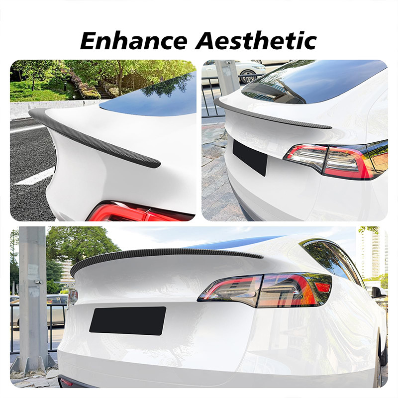 For Tesla Model Y 2024 Real Carbon Fiber Spoiler Car Rear Trunk Tail ...