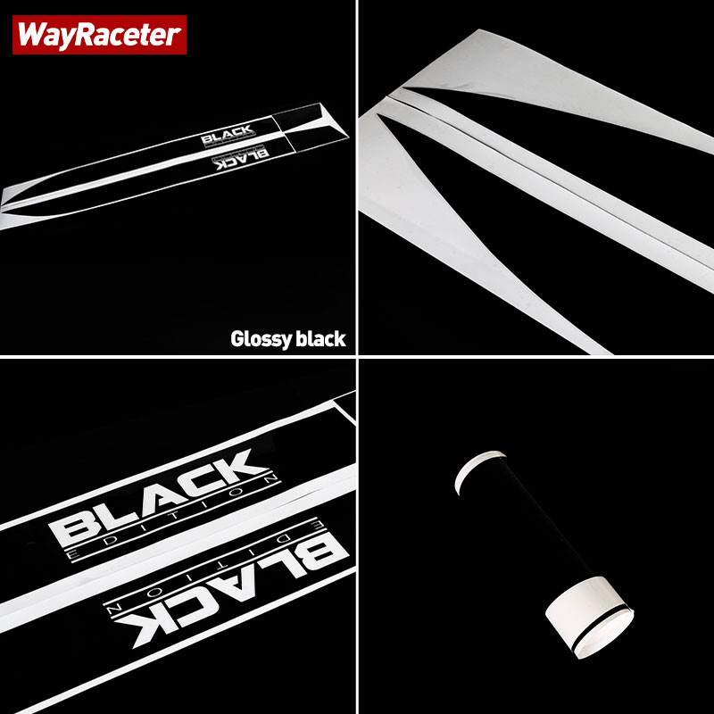 Black Edition Carbon Fiber Vinyl Decal Door Side Stripes Sticker For ...