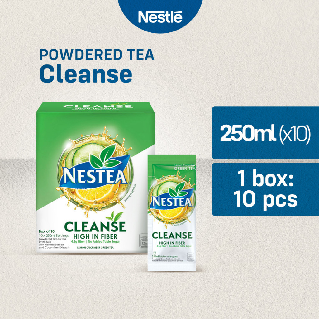 Nestea Cleanse Lemon Cucumber Powdered Green Tea with Fiber 250ml Pack of 10