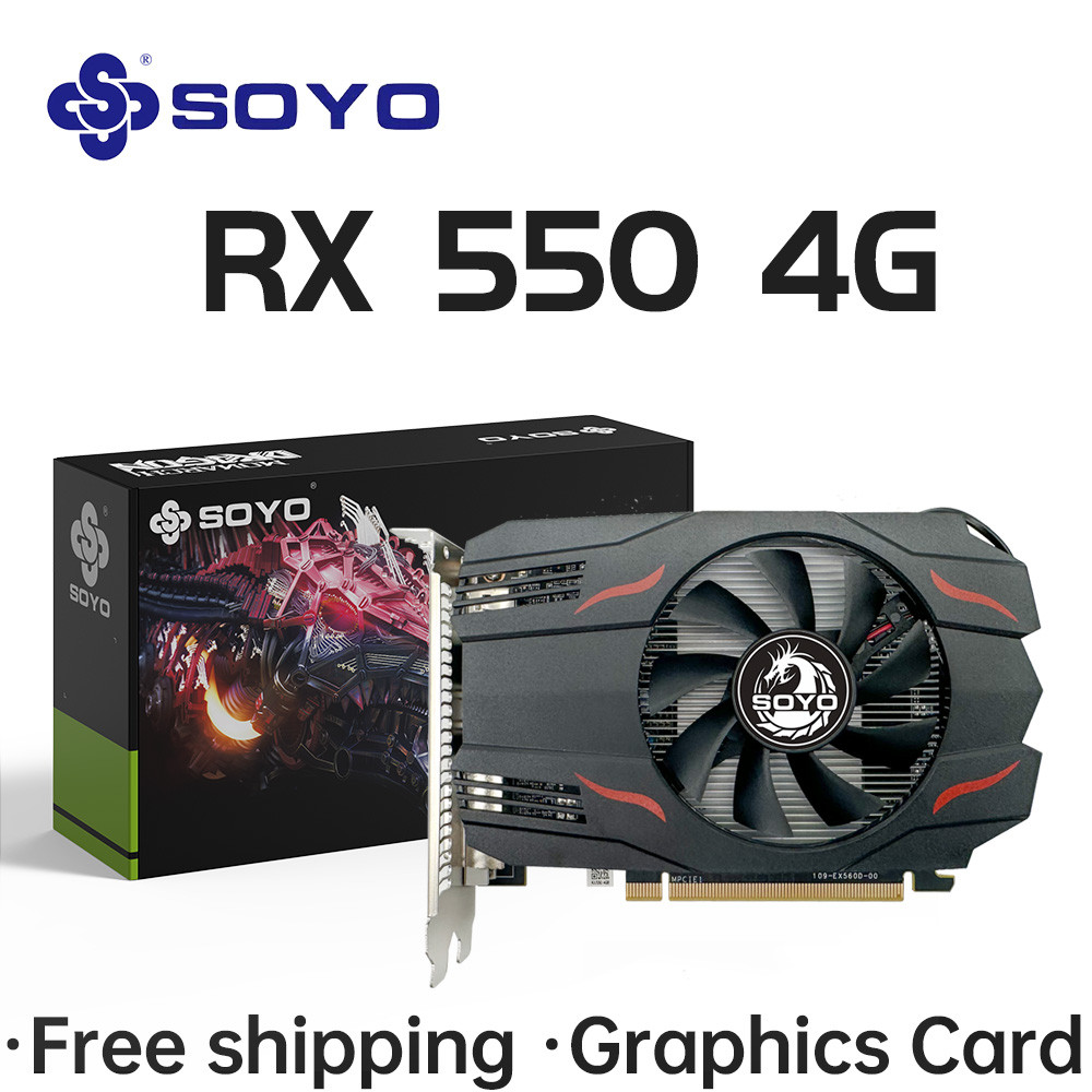 ☻SOYO AMD Radeon RX550 4GB GPU GDDR5 14nm For Desktop PC Games Video