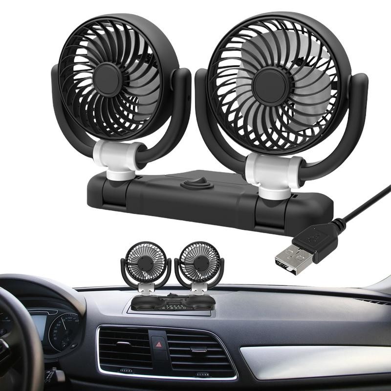 Dash Fan For Vehicle Double Head Car Fan Adjustable Back Seat Fan Air ...