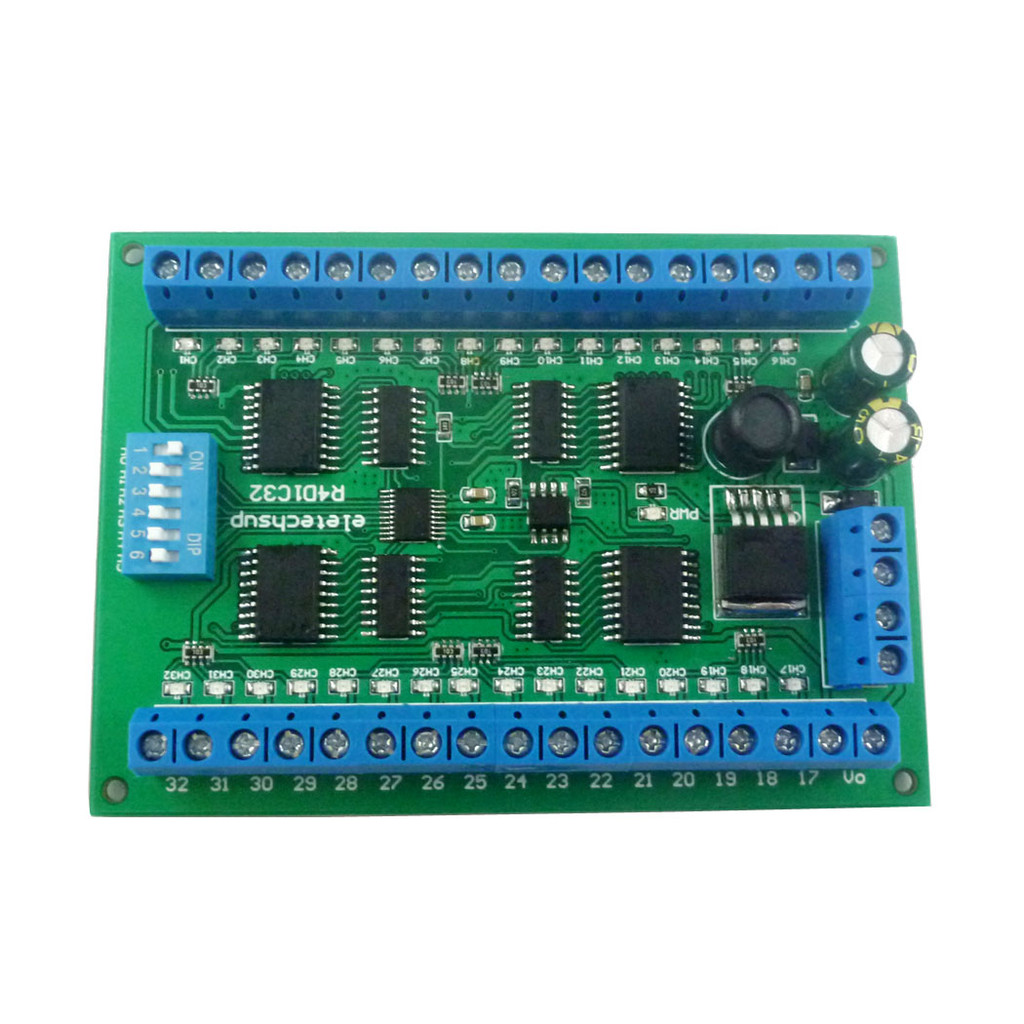32CH DC 6.5-30V DIN35 C45 Rail Box RS485 Modbus RTU Controller 300MA ...