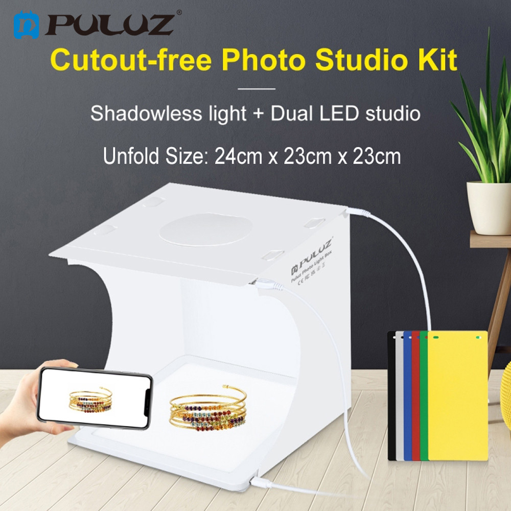 PULUZ 20cm Photo Studio Tent Box with Shadowless Light Kit +2 LED Light ...