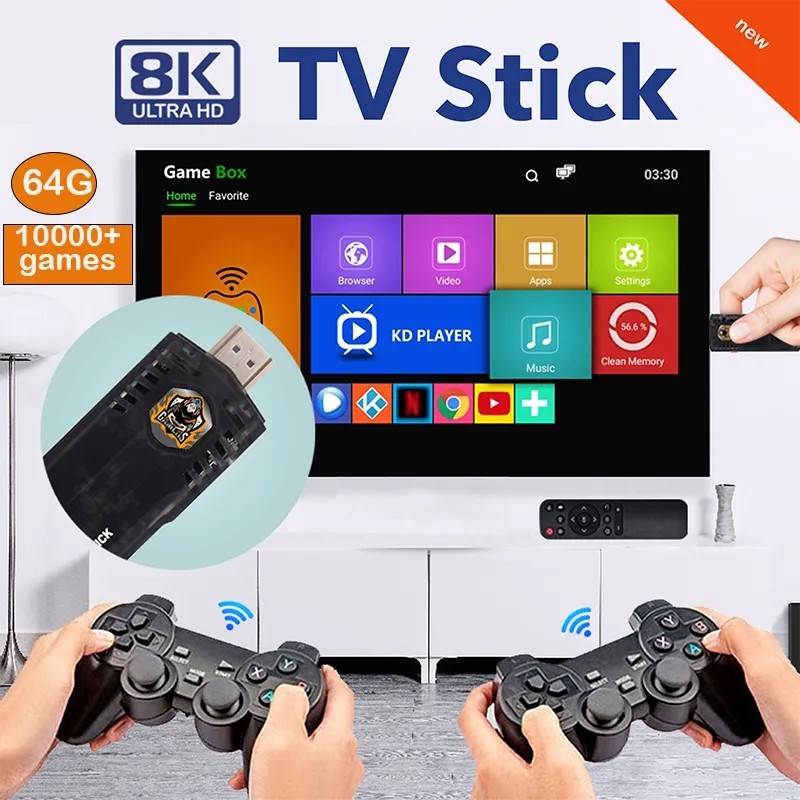 X8 Game Stick 4K 10000 Games Retro Video Game Consoles Dual Wireless ...