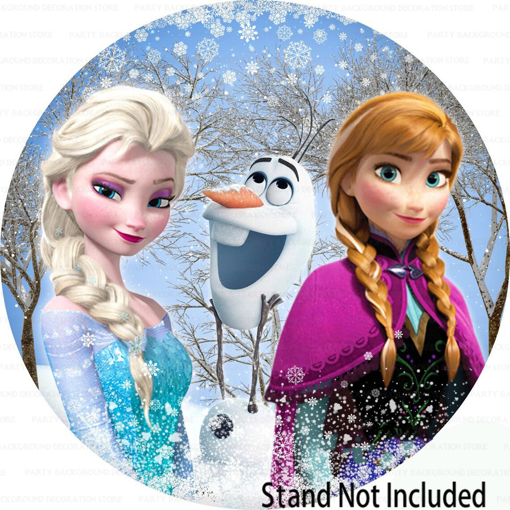 Ice Forest World Frozen Anna Elsa Olaf Round Circle Backdrop Disney ...