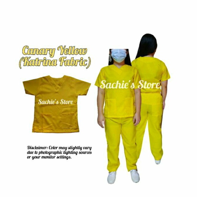 ┋SSKT CANARY YELLOW PLAIN SCRUB SUIT SET (FABRIC KATRINA) Shopee