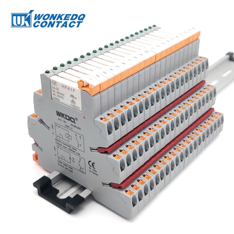 5Pcs Din Rail Slim Relay Module Connector HF 41F Push-in Connection ...