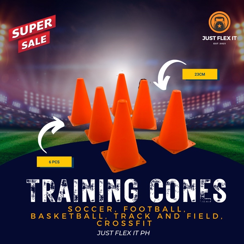 6PCS Soccer Cones 23CM Training Agility Field Marker Plastic Cones for