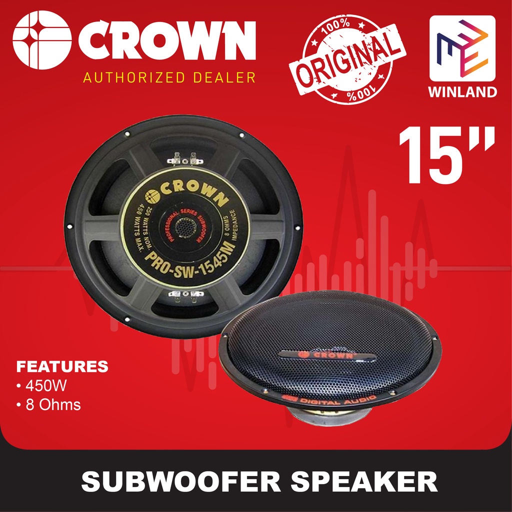 CROWN by Winland 15" Subwoofer Speaker 450W PROSW1545M (1)piece per
