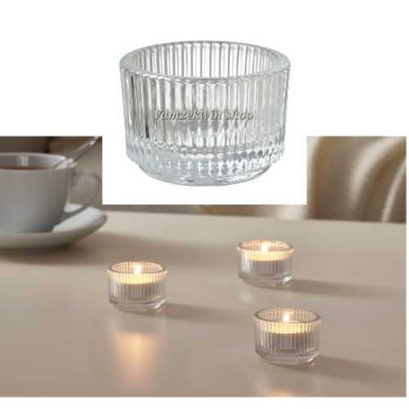 FÌNSMAK Ìkea Tealight holder, clear glass, 3.5 cm (1 ") Shopee