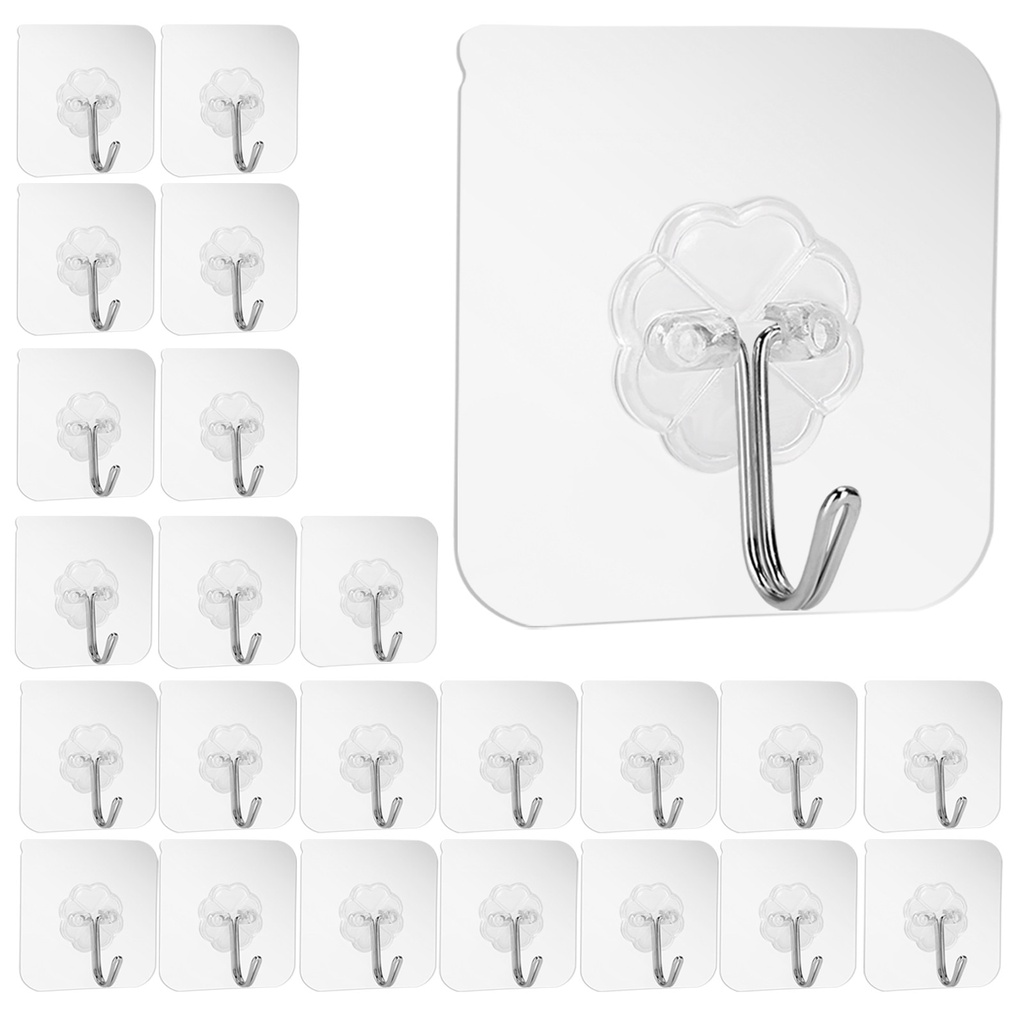 ☯Strong Self Adhesive Hooks Wall Hooks for Hanging Waterproof and Transparent Wall Hangers Reusa