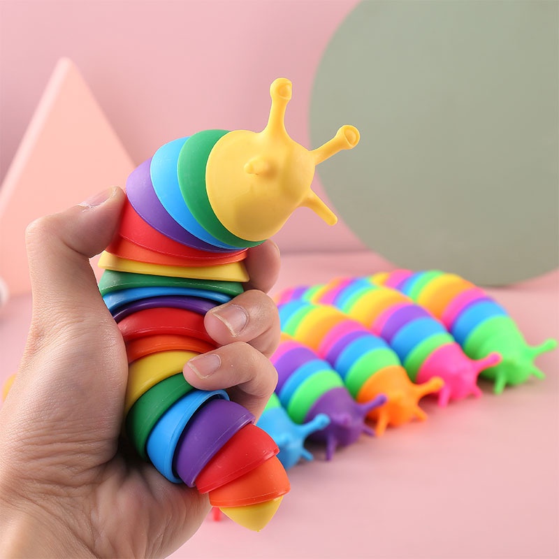 playthingFunny Fidget Slugs Articulated Sensory Slug Toy Realistic Worm ...