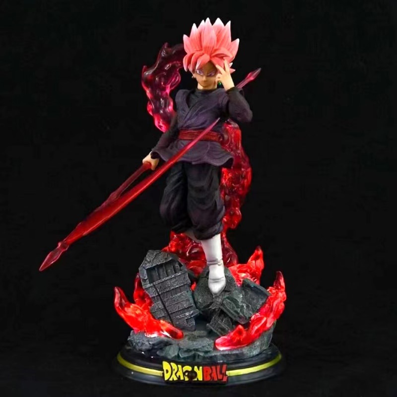 64S 28CM Dragon Ball Z Zamasu Figure Black Goku PVC Action Figures GK Statue with Light Base C