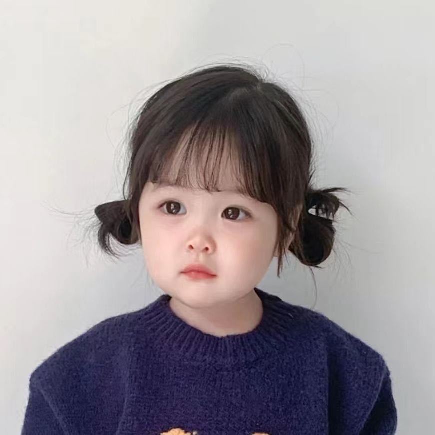 【Wig】Children Wig Girls Cute Double Bun Bobhaircut Natural Fashion