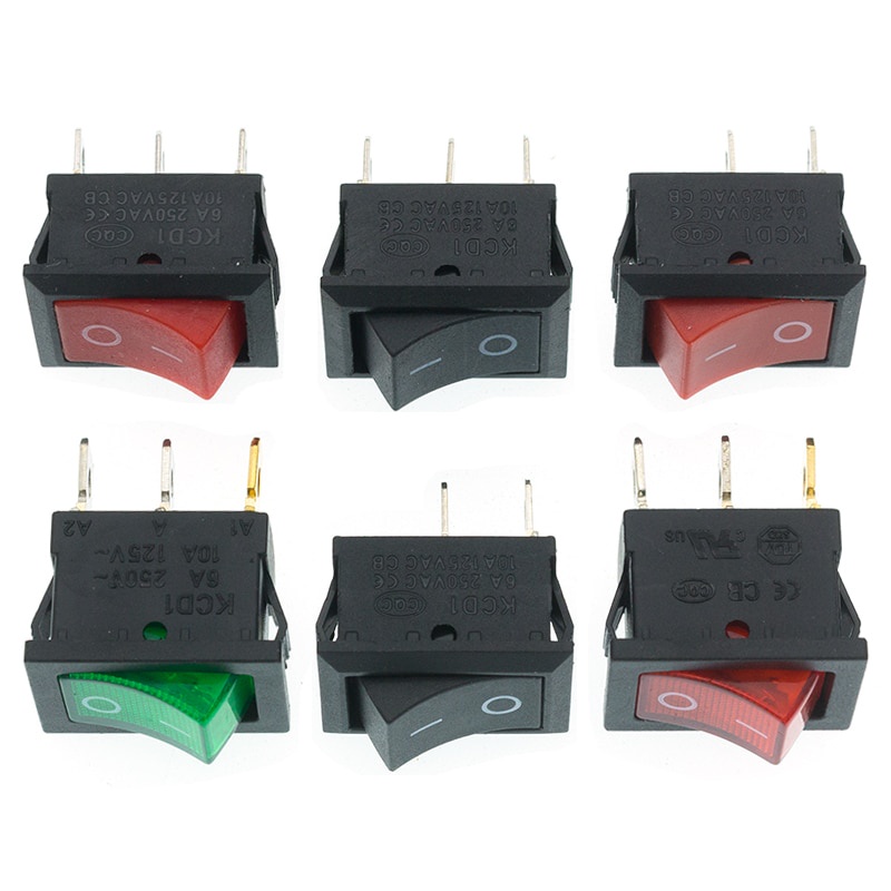 KCD1-101 Boat Car Rocker Switch 6A/10A ON-OFF 250VAC 6A/125VAC 10A With ...