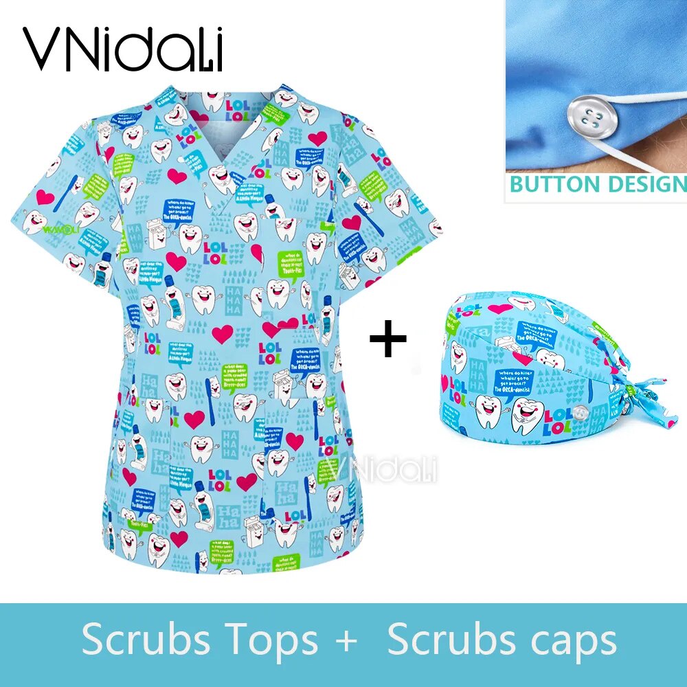 dentist scrub top Operating room surgical gown women short sleeve